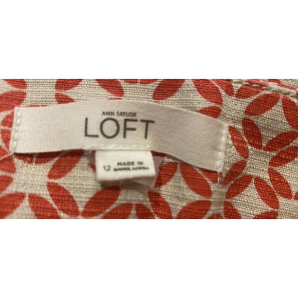 Women’s Ann Taylor Loft size 12 Shorts Riviera Coral Pink White Geometric - Picture 5 of 6